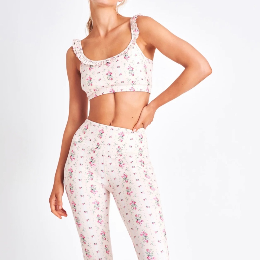 LoveShackFancy Athletic Set in Graham Cracker. Size S in both. NWOT. Fits TTS